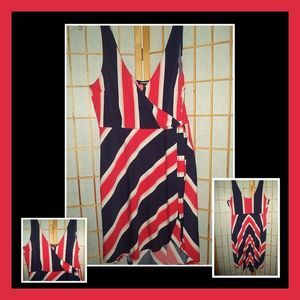 EXPRESS DRESS HALTER HIGH LOW SLIMMING STRIPED SLEEVELESS SUNDRESS-WOMENS SIZE L